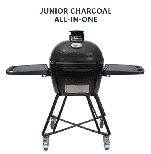 Primo Junior All-In-One Ceramic Grill — Charcoal Kamado with Stand & Accessories