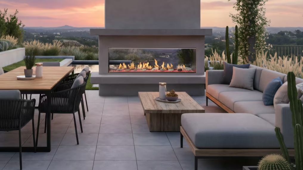 Outdoor Lifestyles Lanai Double-Sided Linear Outdoor Gas Fireplace