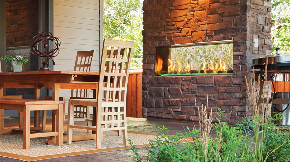 Outdoor Lifestyles Lanai Double-Sided Linear Outdoor Gas Fireplace